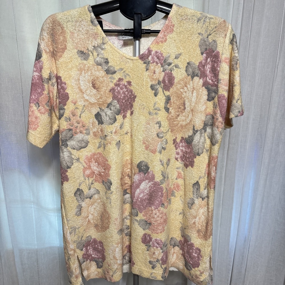 Vtg Gabriella T  Size L Rose Romantic Cottagecore 90s Y2K Floral Oversized‎